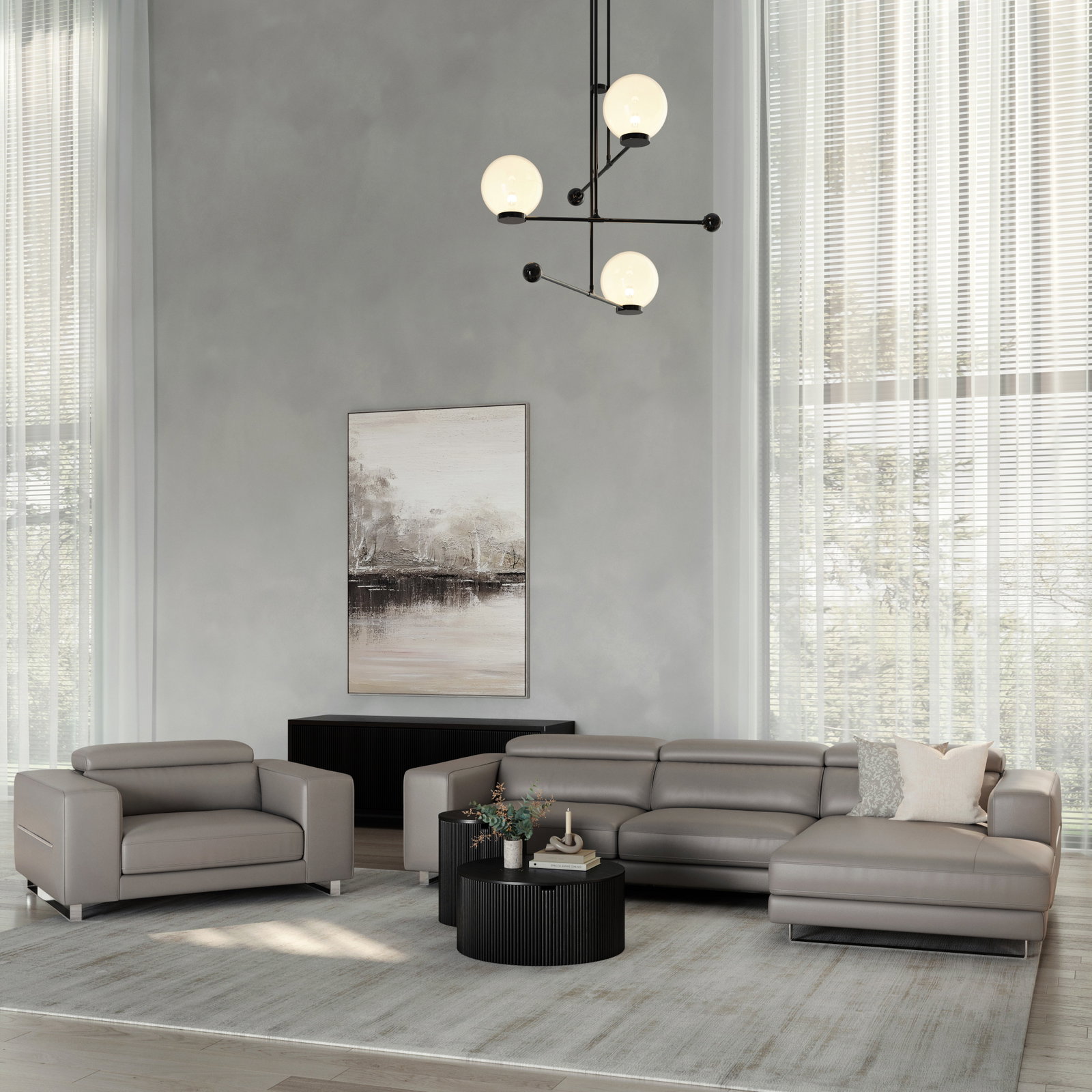 Elixir Leather Sliding Chaise Lounge