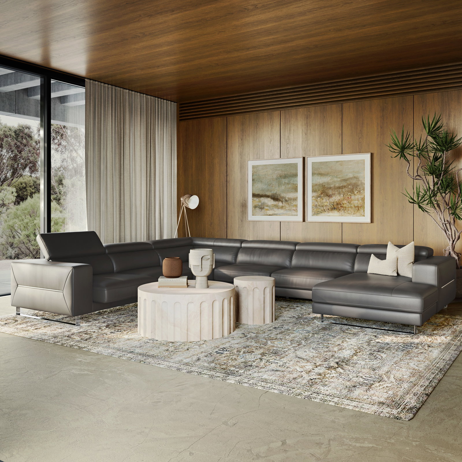 Elixir Leather Sliding Modular Lounge Option A