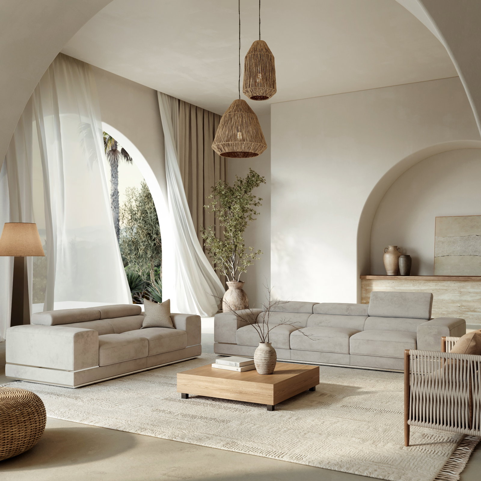 Napoleon Fabric Three Seat Sofa