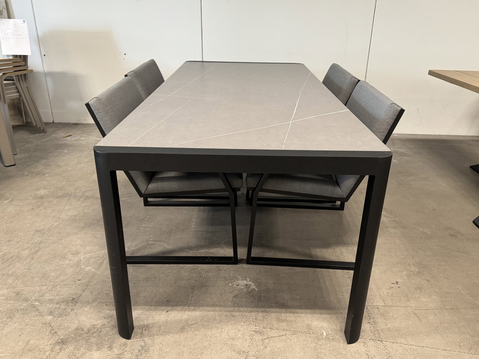 MANLY BLACK DINING TABLE (FRAME COLOUR: BLACK FRAME, TOP COLOUR: LIGHTGRAY SINTERED TOP) + 4 INVINI DINING CHAIRS Outdoor Dining (Frame Colour: Black Frame, Top Colour: Lightgray Sintered Top) 2