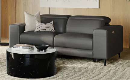 Stirling Leather Recliner With Power Headrest Three Seat Sofa