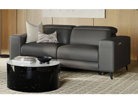 Stirling Leather Recliner With Power Headrest Three Seat Sofa