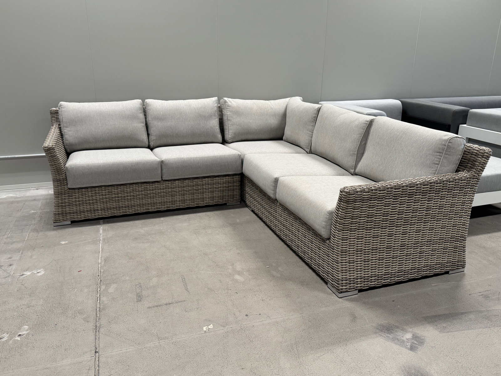 SAVANNAH OUTDOOR WICKER CORNER LOUNGE Savannah Outdoor Wicker Corner Lounge (Colour: Wicker + Fabric) 1