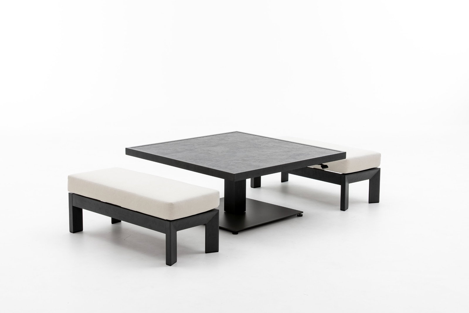 Sunwave Ebony Outdoor 3-Piece Dining Set with Benches