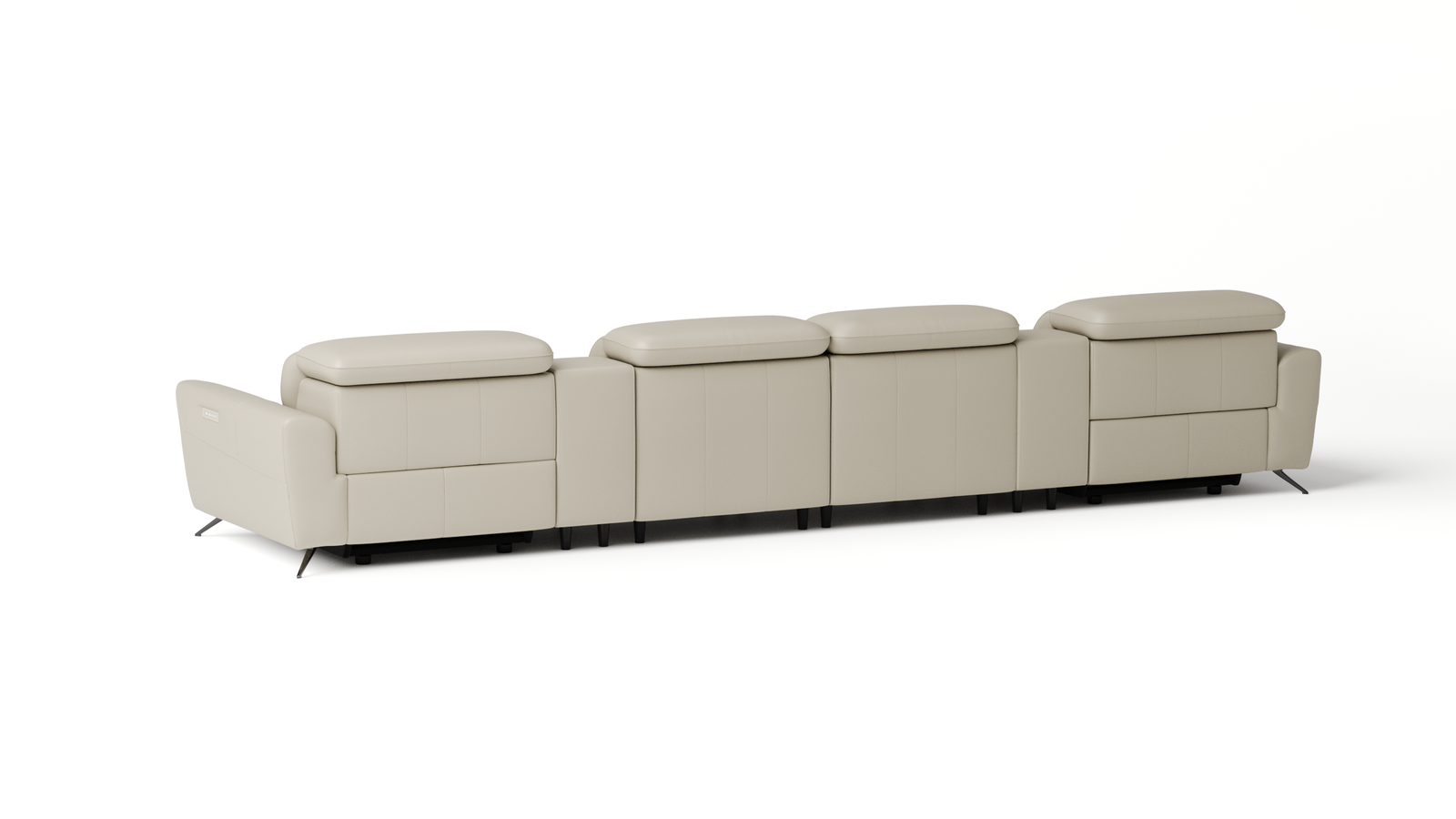 Dover Leather 4 Seat Home Theatre Recliner Lounge With Two Consoles 2