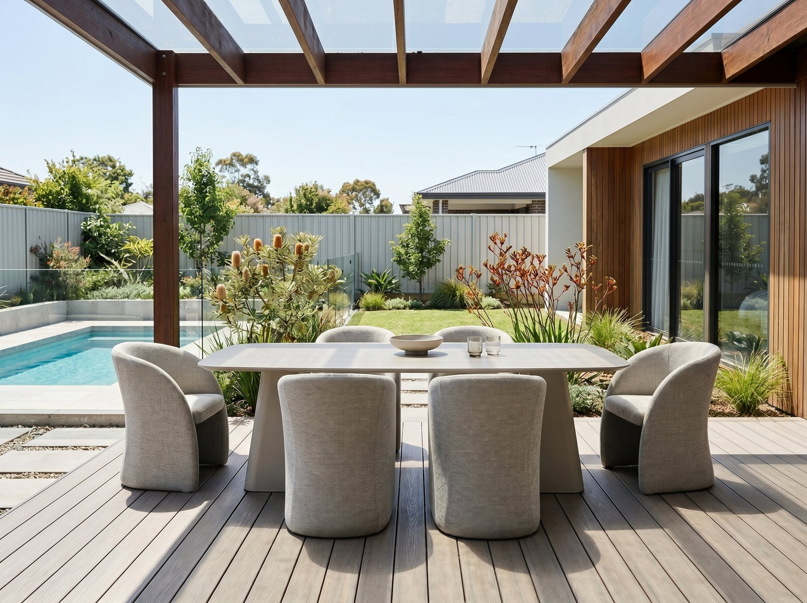 Flume Rectangular 7-Piece Dining set with Fabric Chairs