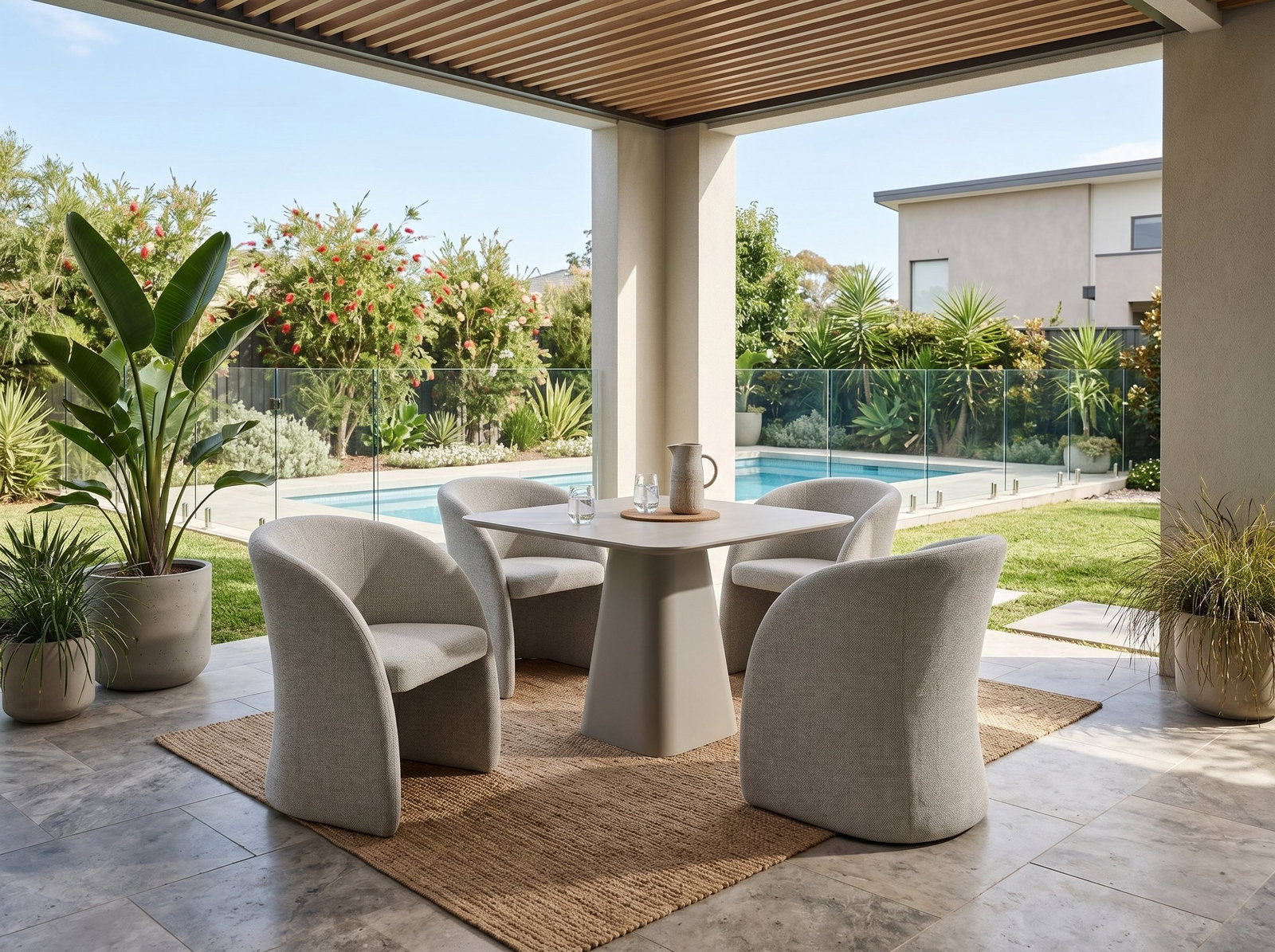 Flume Square 5-Piece Dining set with Fabric Chairs