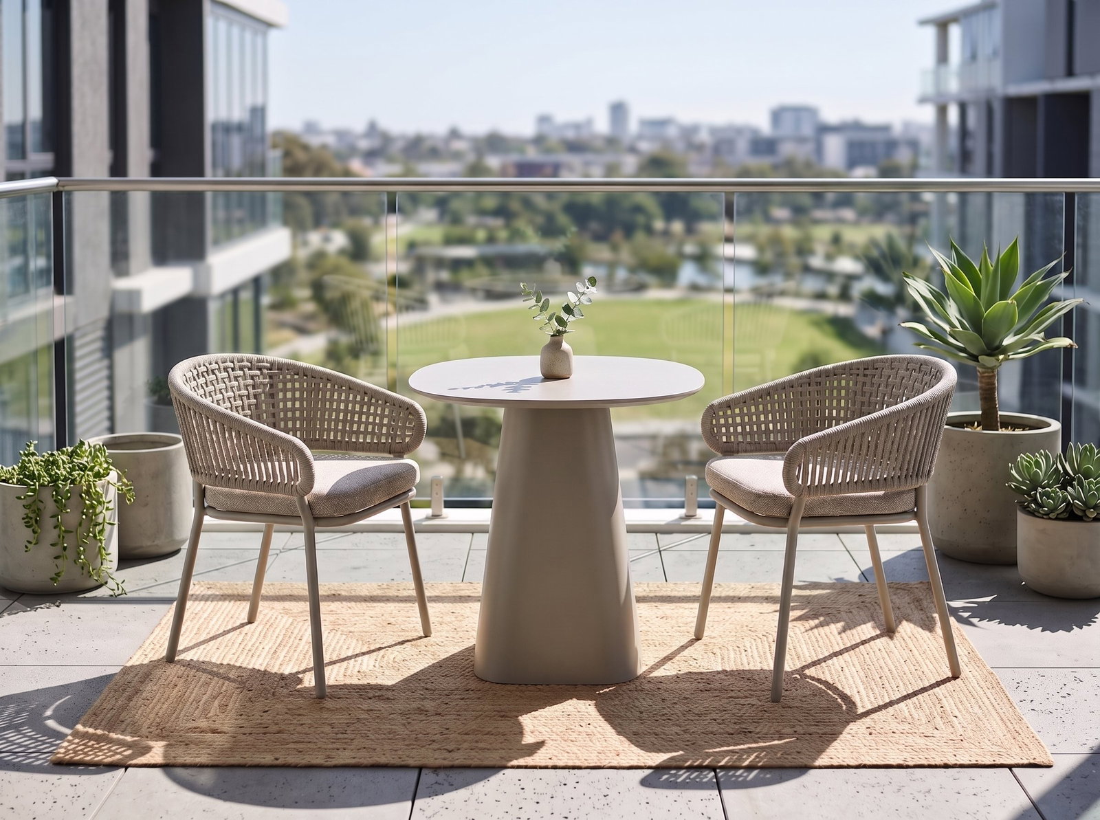Flume Bistro 3-Piece Dining set with Rope Chairs