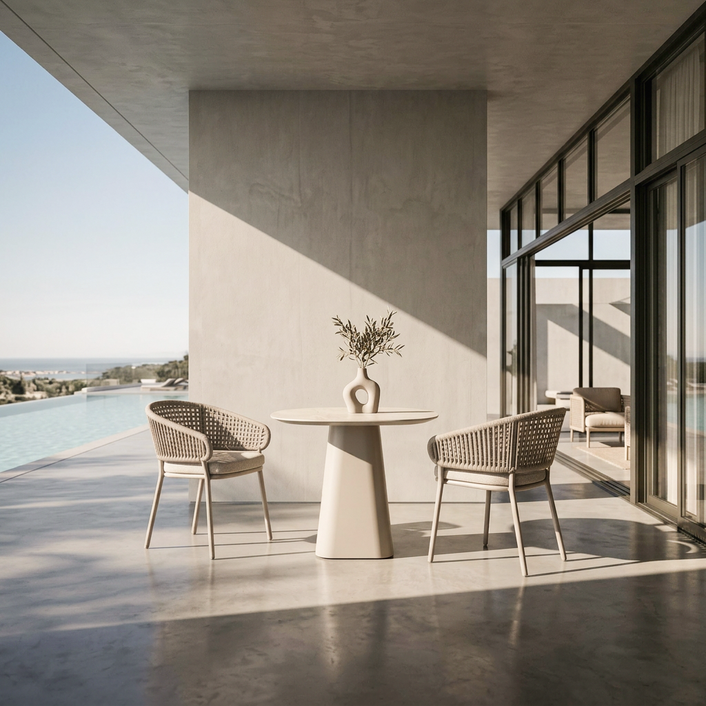 Flume Bistro 3-Piece Dining set with Rope Chairs