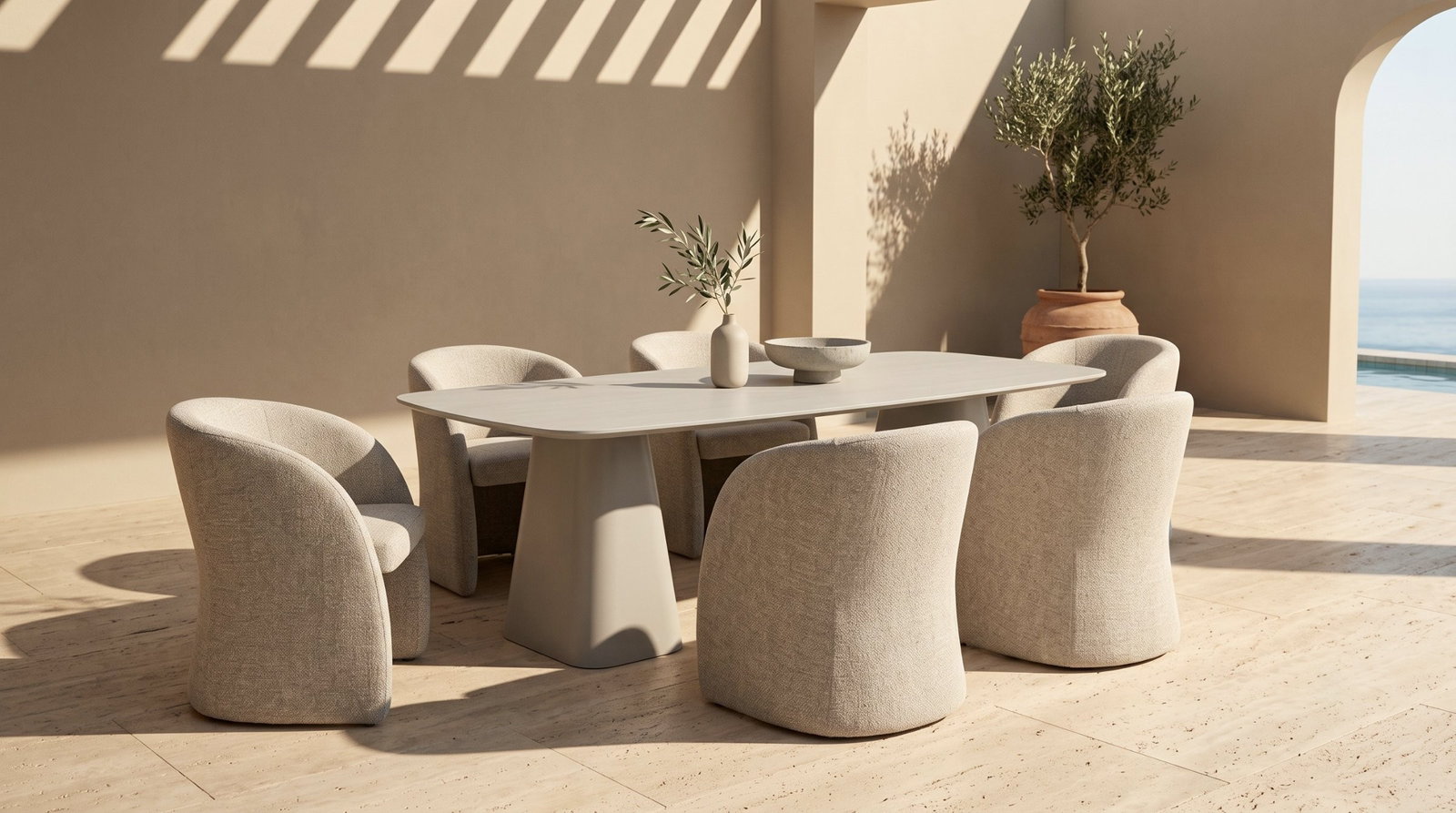 Flume Rectangular 7-Piece Dining set with Fabric Chairs