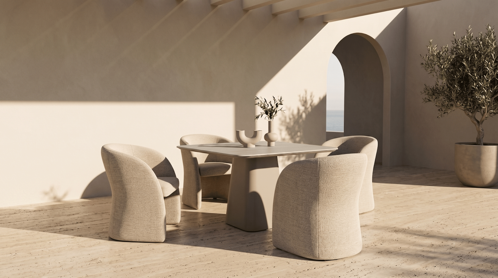 Flume Square 5-Piece Dining set with Fabric Chairs