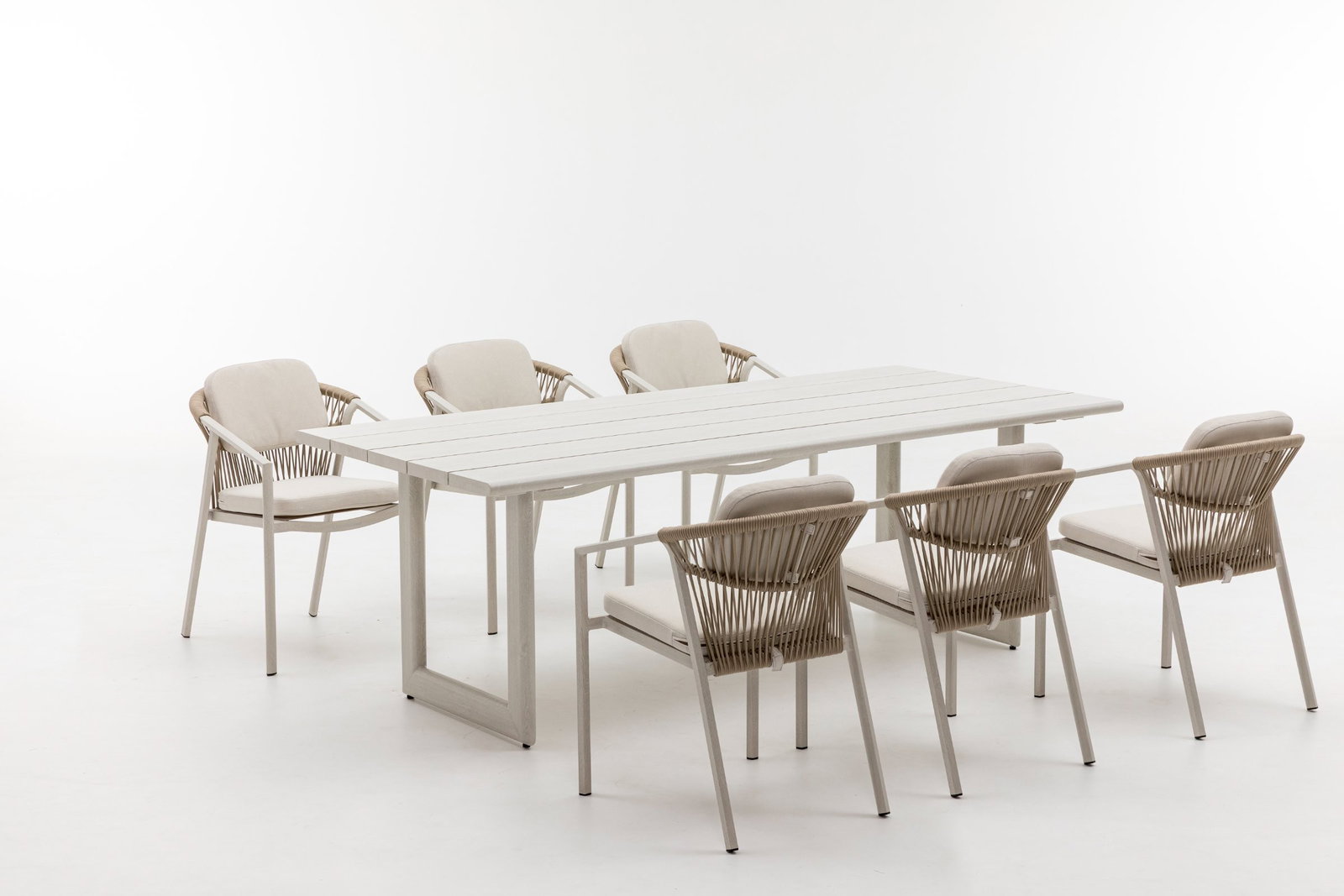 Balmain Whitewash 7 - Piece Outdoor Dining Set with Kova Dining Chairs