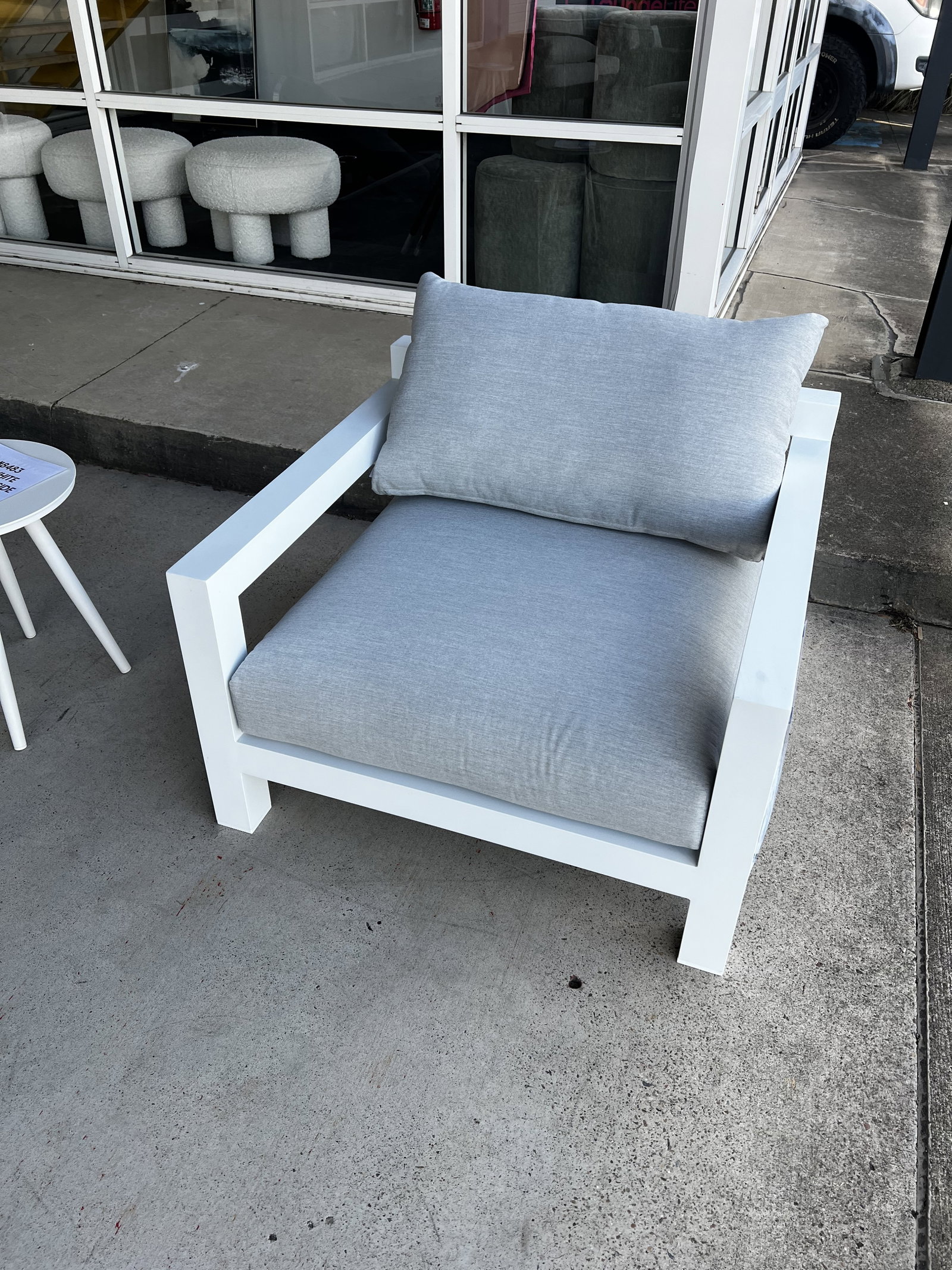 BYRON WHITE Outdoor Armchair (Frame Colour: White Aluminum, Fabric Colour: Grey Acrylic) 1