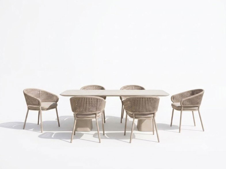 Flume Rectangular 7-Piece Dining set with Rope Chairs