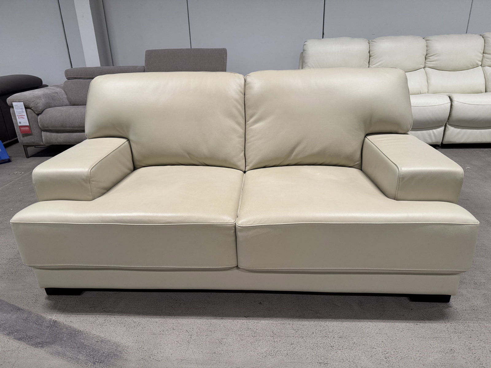 VOLANTE Leather Two Seat Sofa (Main Colour: Premium Smoke, Material: Leather + Match) 1