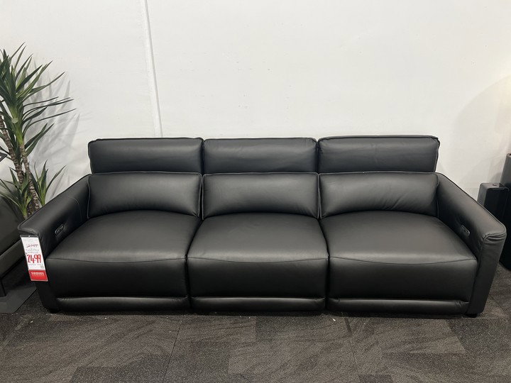 AFFLECK Leather Recliner Three Seat Sofa (Premium Black) 1