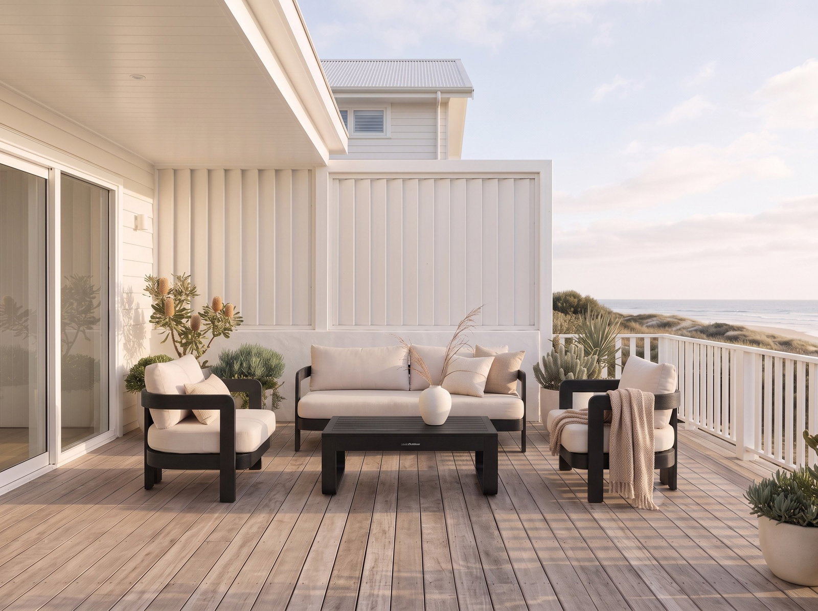 Balmain Ebony Outdoor Lounge Set 3+1+1 With Coffee Table
