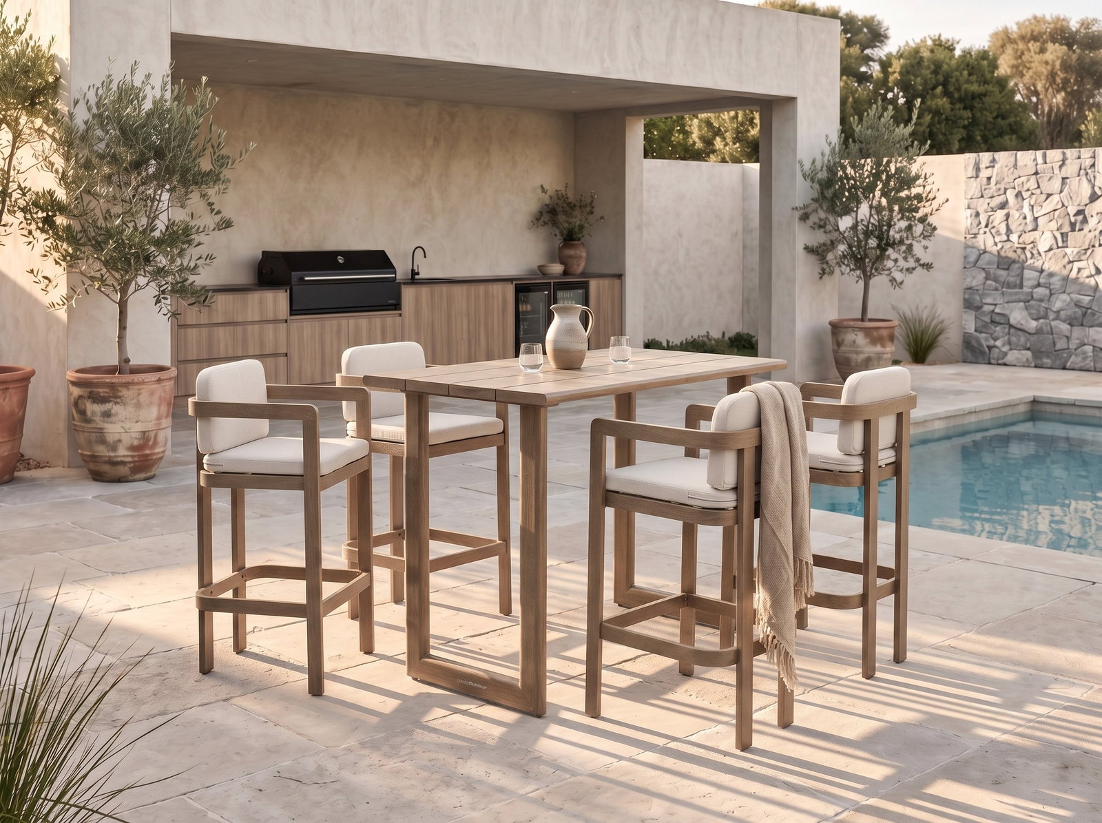 Balmain Oak 5 - Piece Outdoor Bar Set