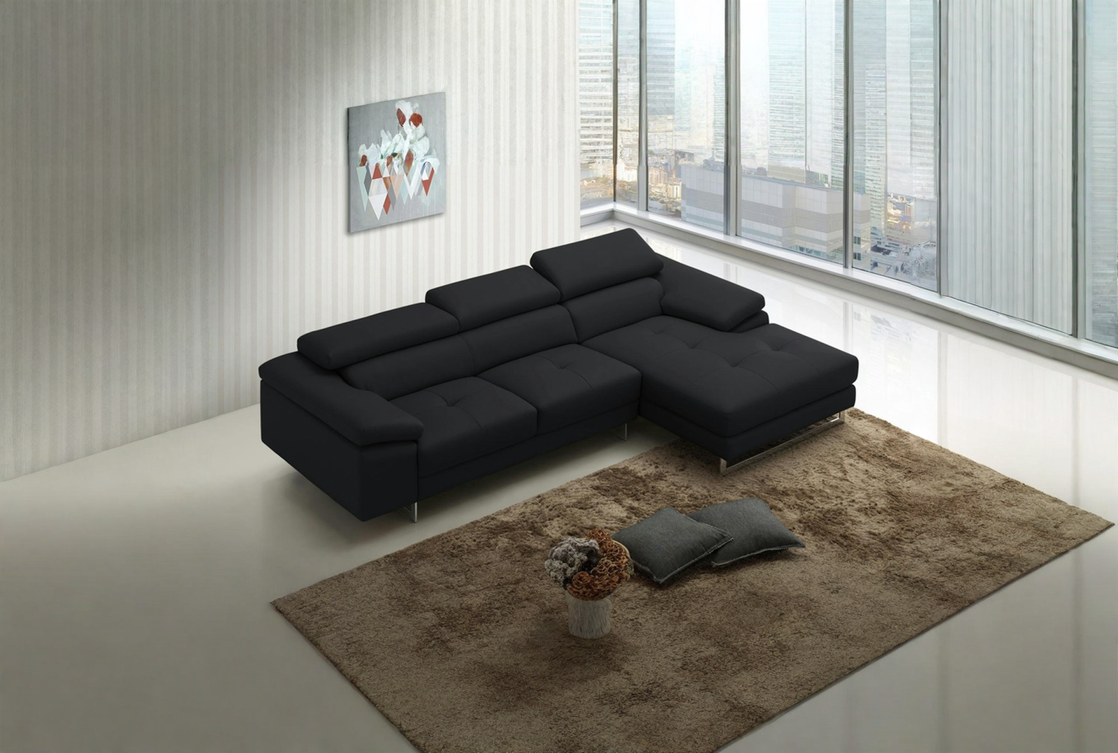 Boston Xpress Black Leather Chaise Lounge