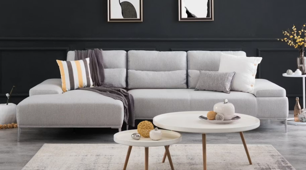 KARINA MOTION SOFA FABRIC CHAISE LOUNGE GRAY WITH RIGHT HAND FAC 1