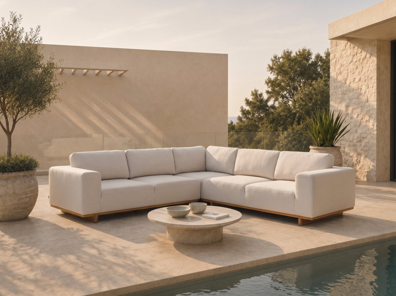 Porta Outdoor Corner Lounge with Teak Accent