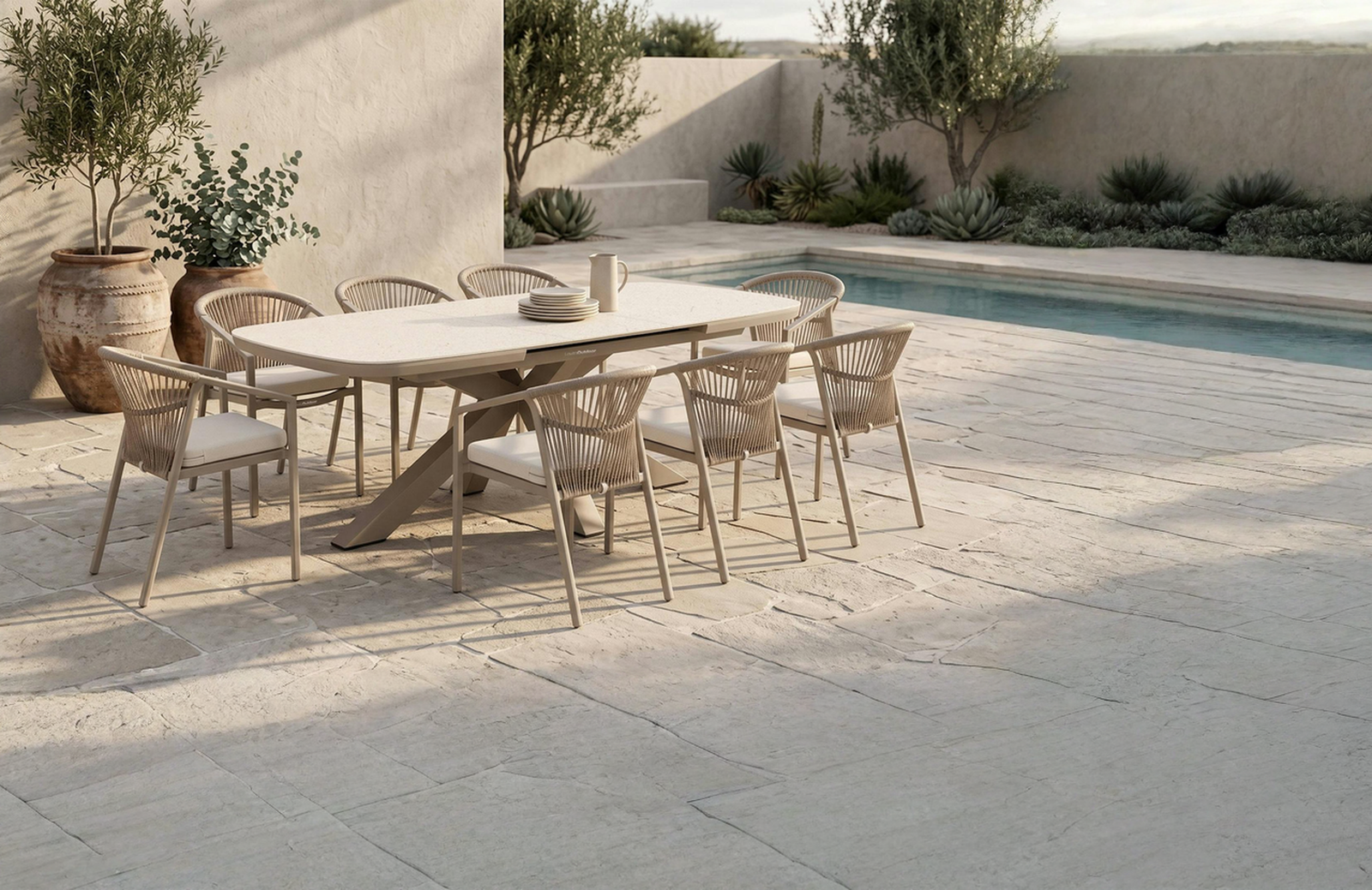 Fraser Mocha 9-Piece Extendable Outdoor Dining Set