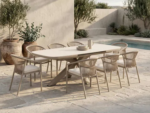 Fraser Mocha 9-Piece Extendable Outdoor Dining Set
