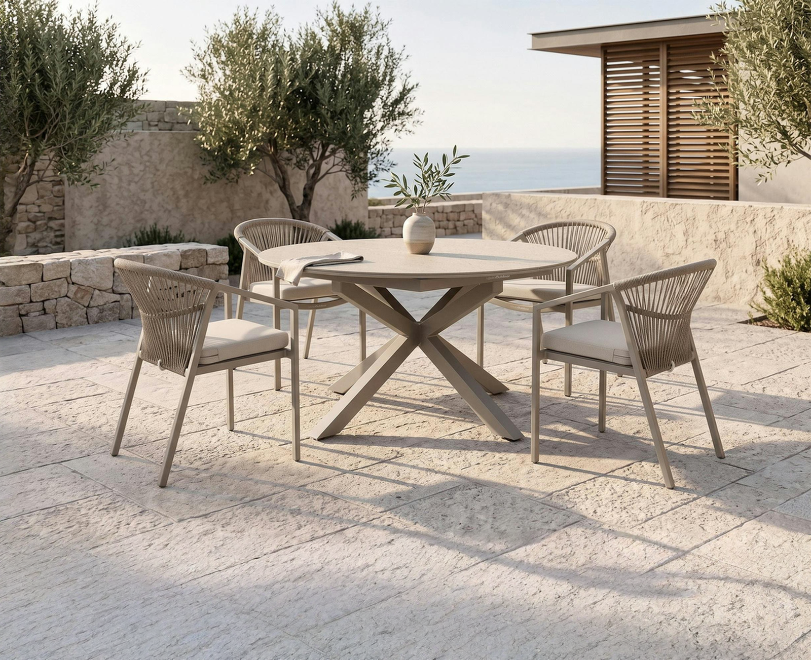 Fraser Mocha 5-Piece Round Extendable Outdoor Dining Set