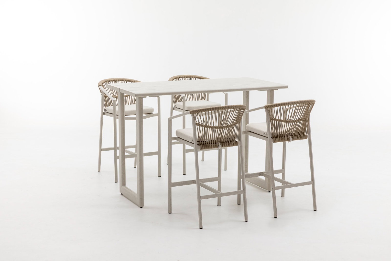 Balmain Whitewash 5 - Piece Outdoor Bar Set with Kova Bar Chairs
