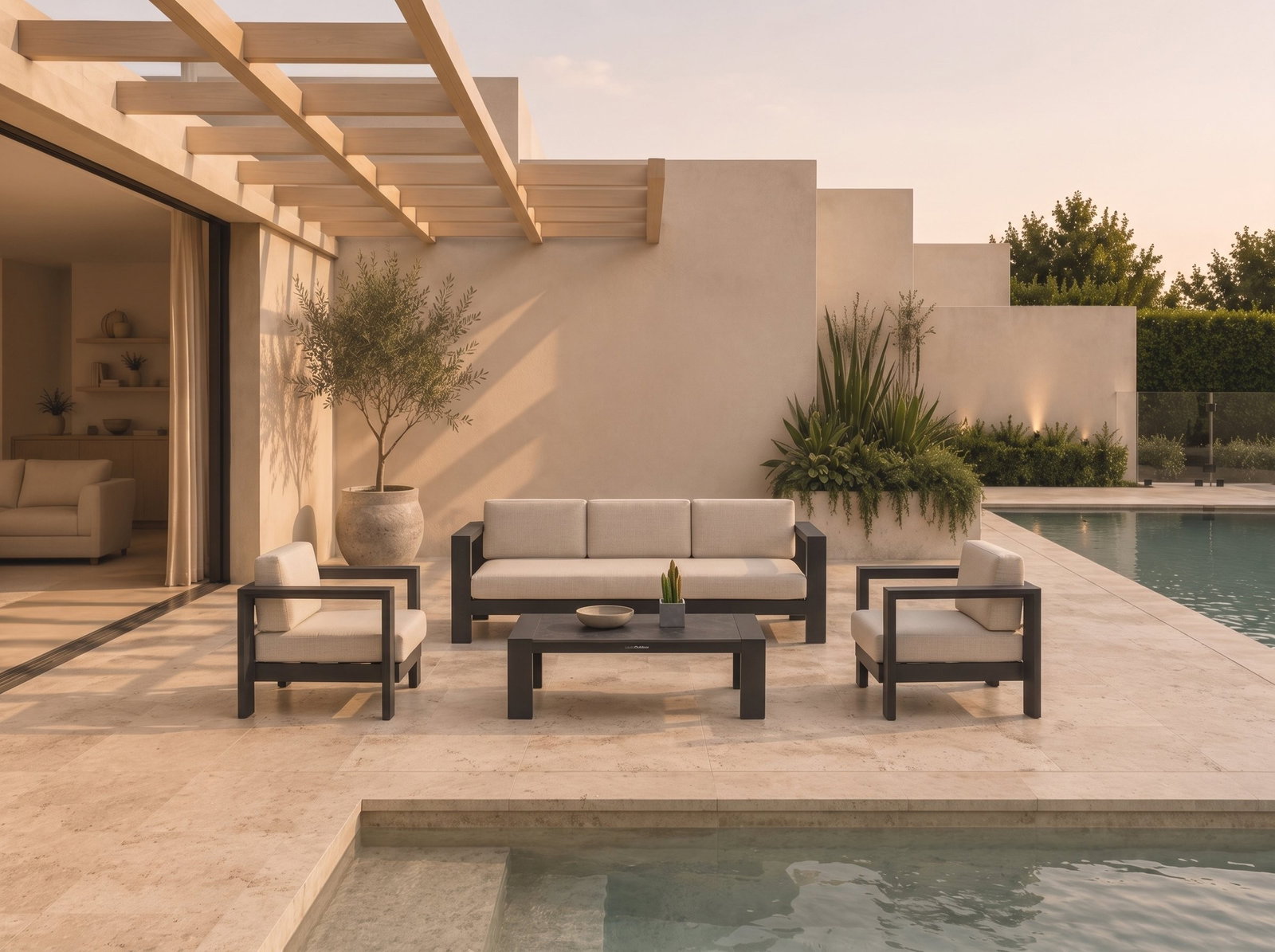 Sunwave Ebony Outdoor 3+1+1 with Coffee Table