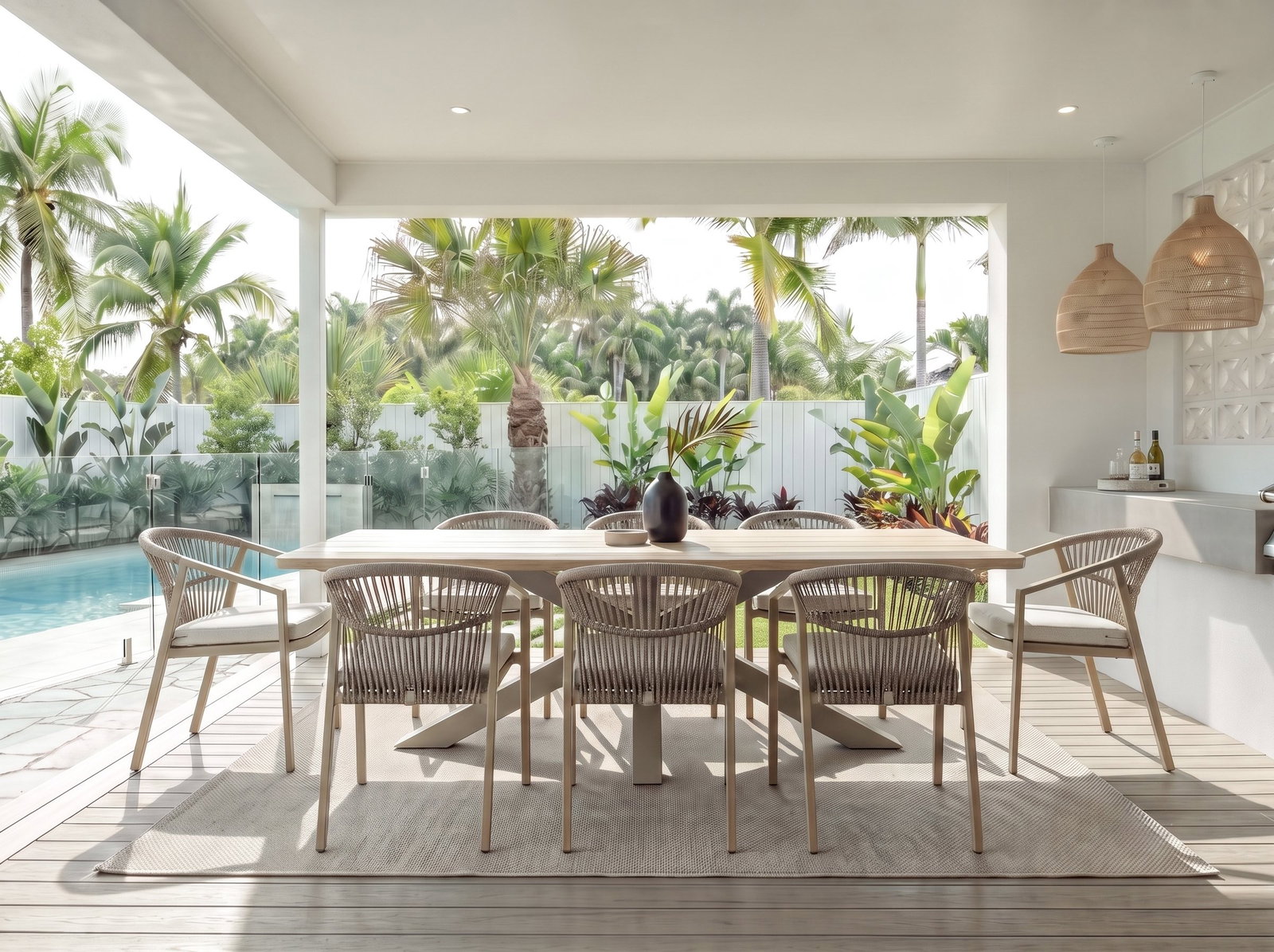 Fraser Mocha 220cm 9-Piece Dining Set with Kova Chairs