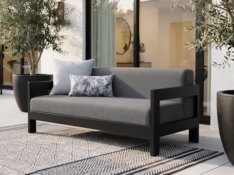 New Noosa Black Outdoor Fabric Two Seat Sofa