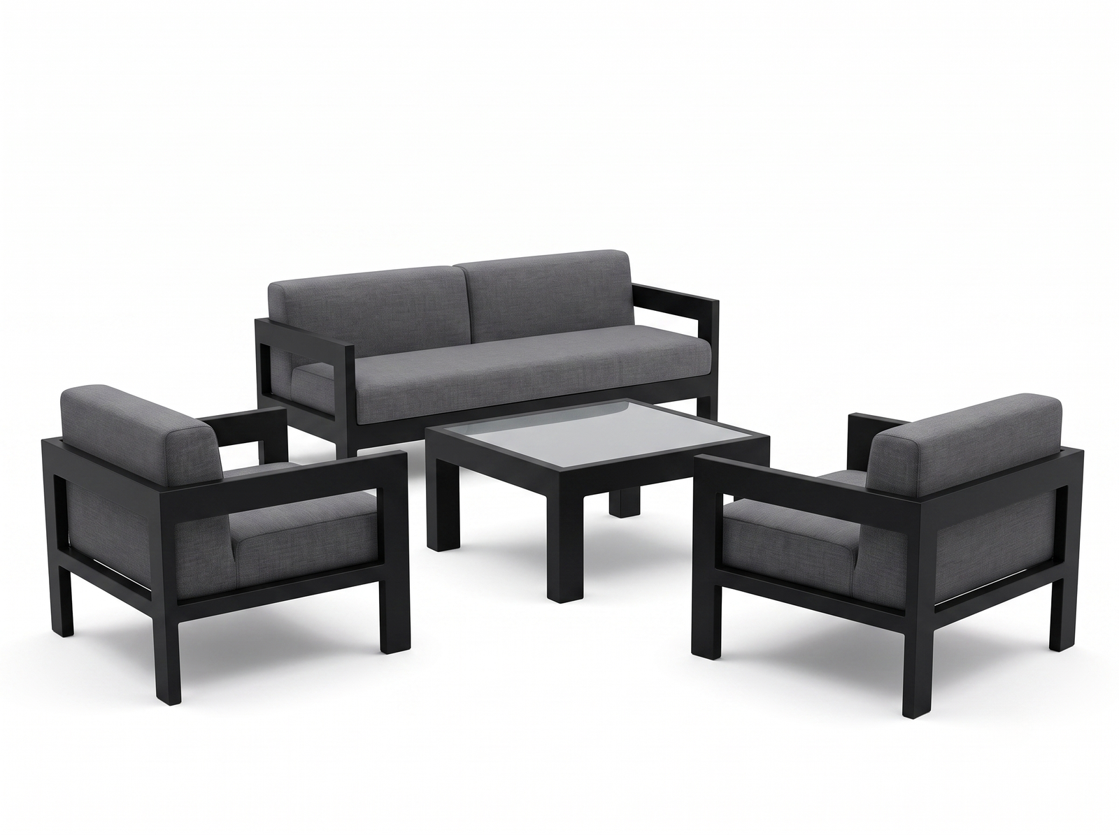 New Noosa Black Outdoor Lounge Set 2+1+1 With Coffee Table 4
