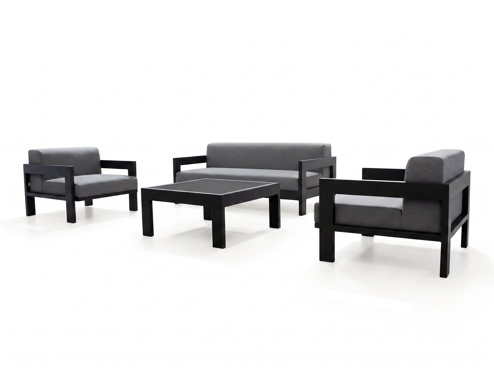 New Noosa Black Outdoor Lounge Set 2+1+1 With Coffee Table 3