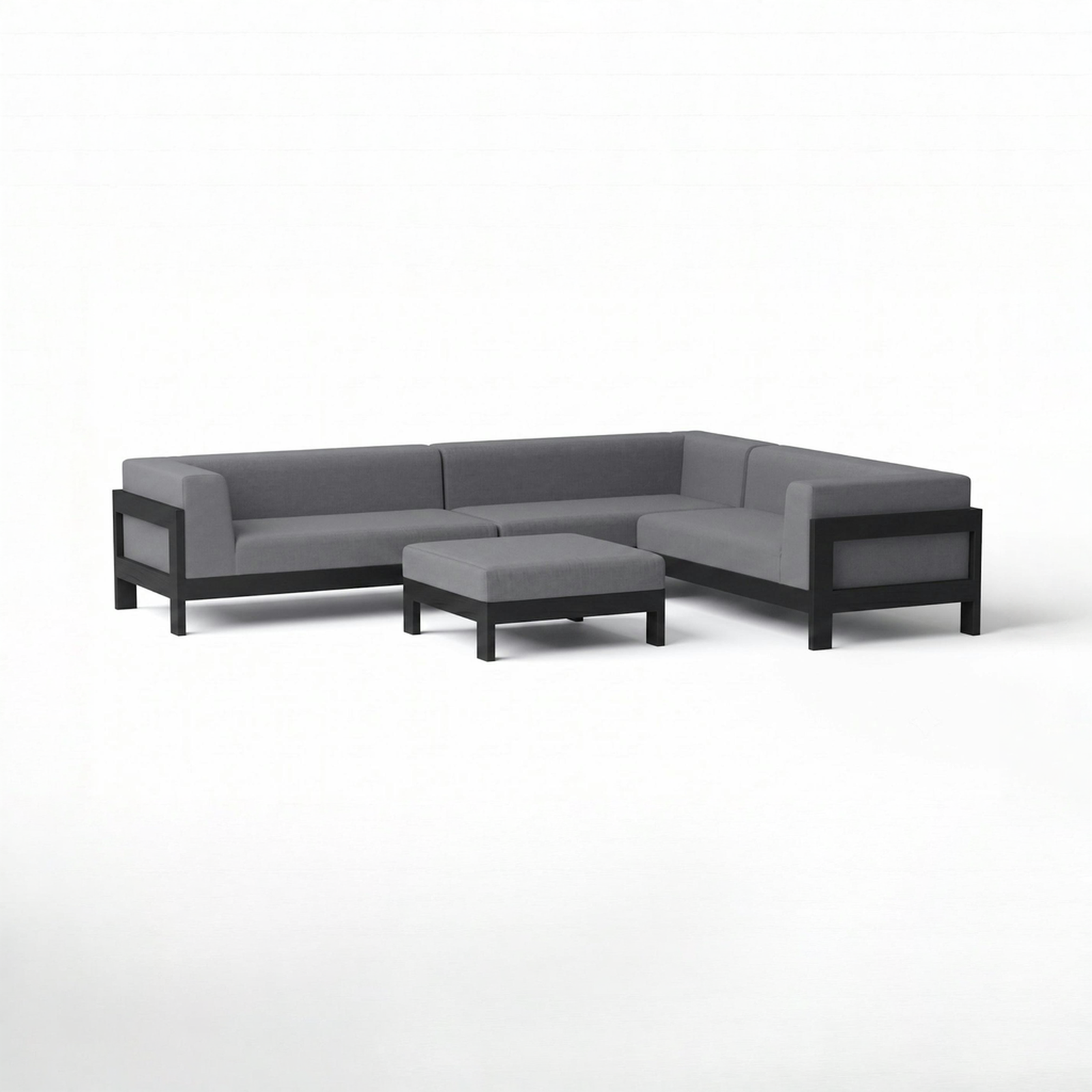 New Noosa Black Outdoor Fabric Corner Lounge With Ottoman