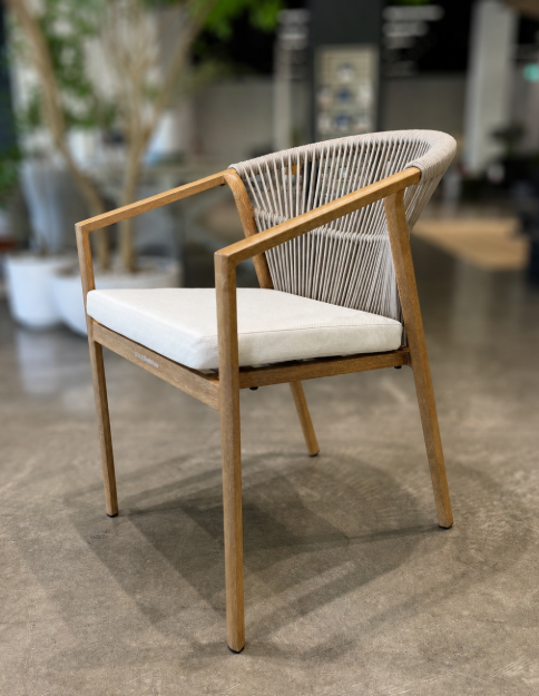 KIAMA OAK OUTDOOR ROPE DINING CHAIRS Set Of 6 (Frame: Oak-alike Natural, Fabric: Cream Olefin) 1