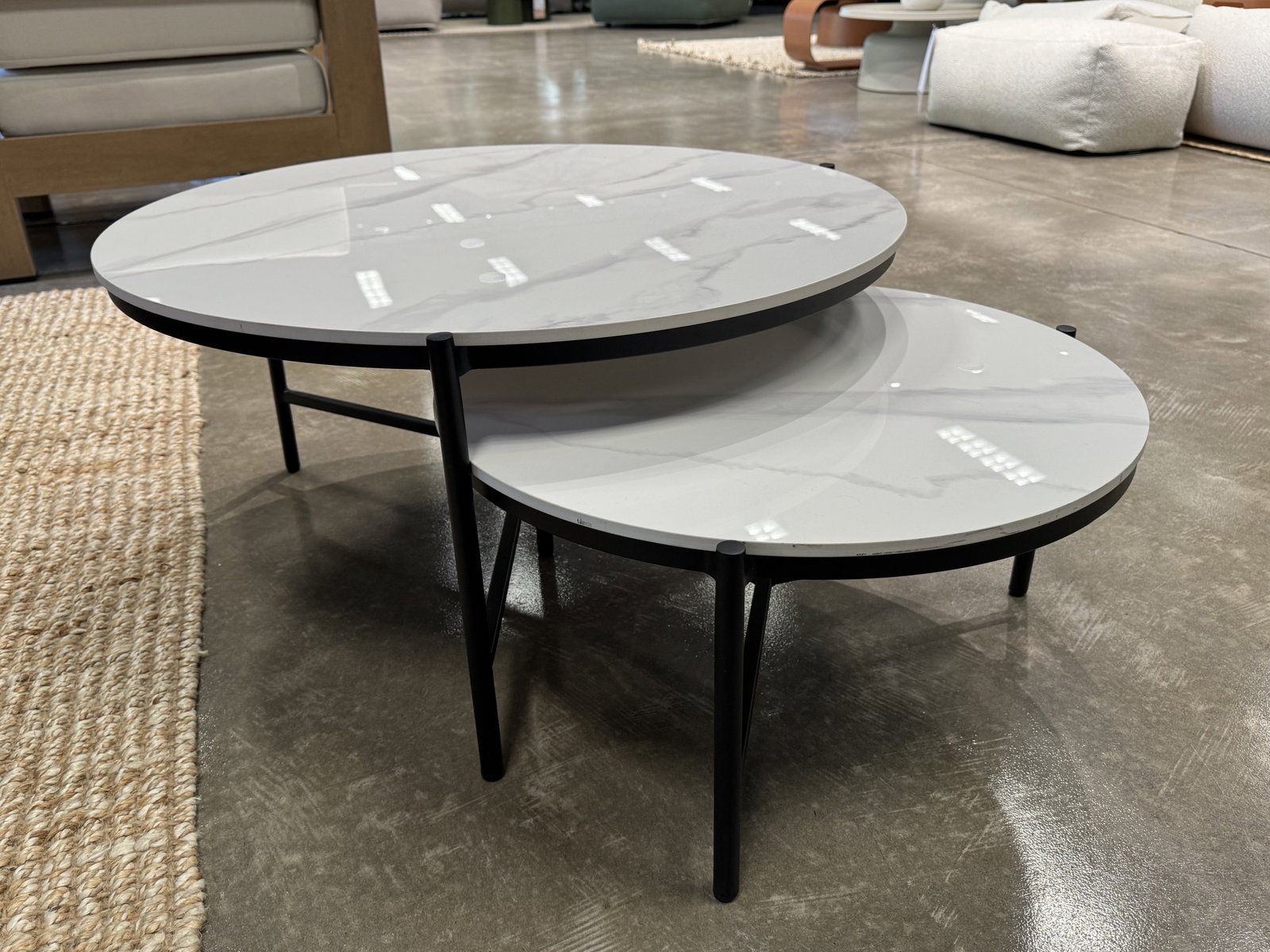BALE NESTED COFFEE TABLES (marbled Ceramic Top With Black Aluminium Frame) 1