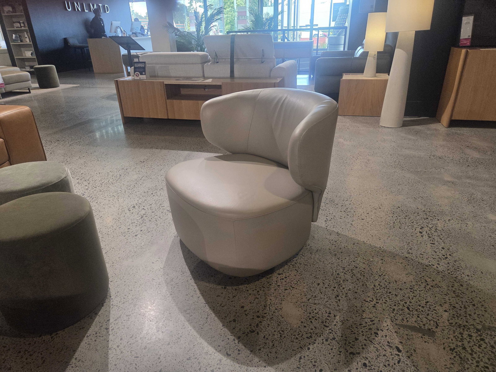  Chloe Leather Swivel Chair (material: Full Leather, Colour: Prestige Light Gray) 1