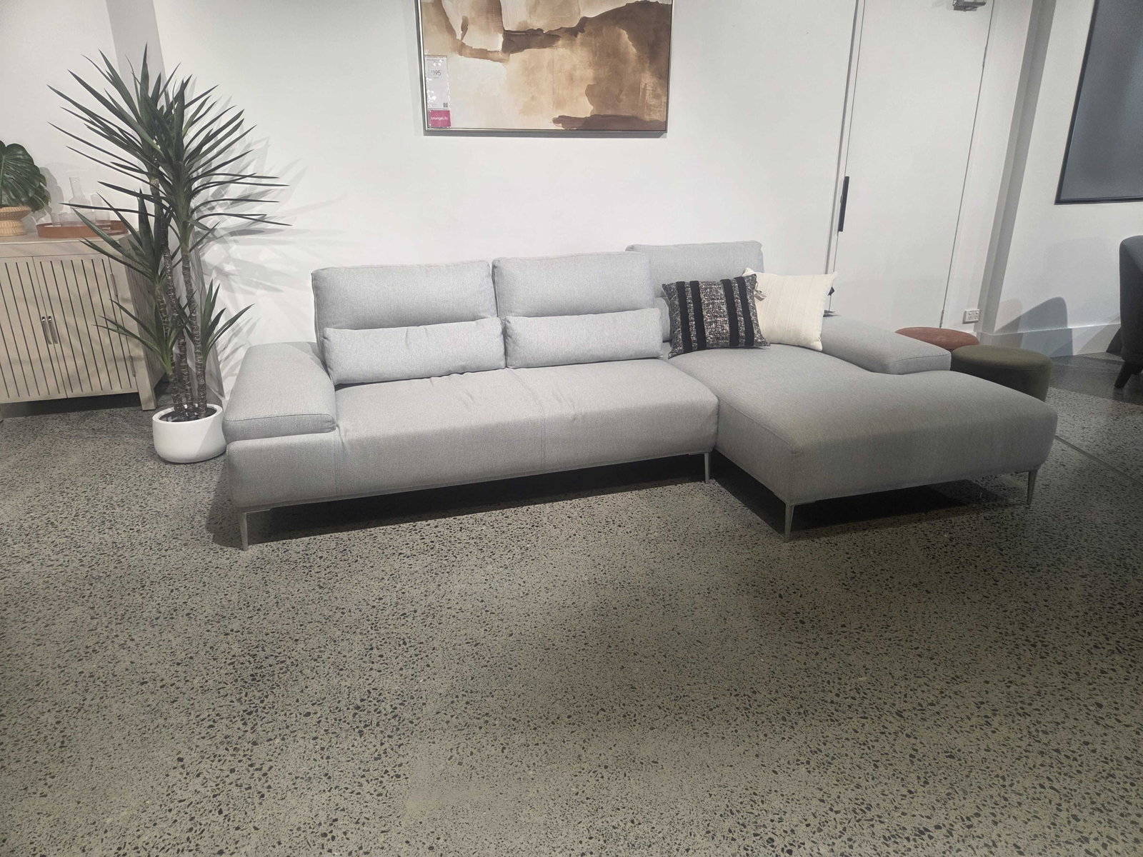  Karina Motion Sofa Fabric Chaise Lounge Gray With Right Hand Facing Chaise ( Gray ) 1