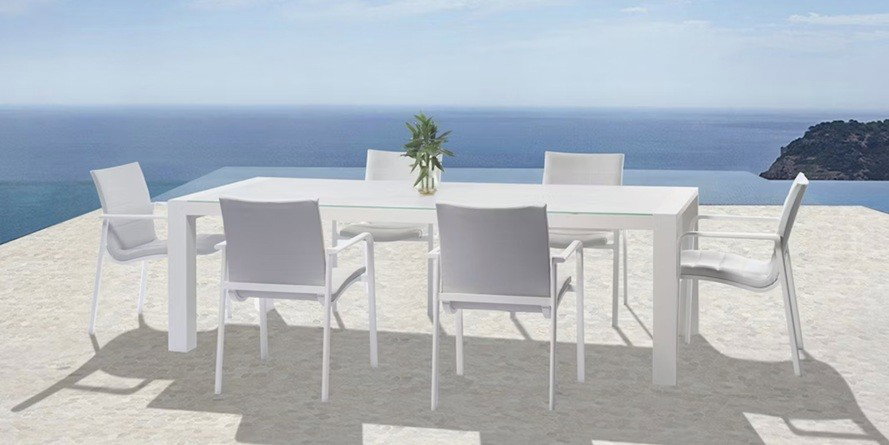 SANTA MONICA WHITE 7 PCE DINING SET Clearance8692 1