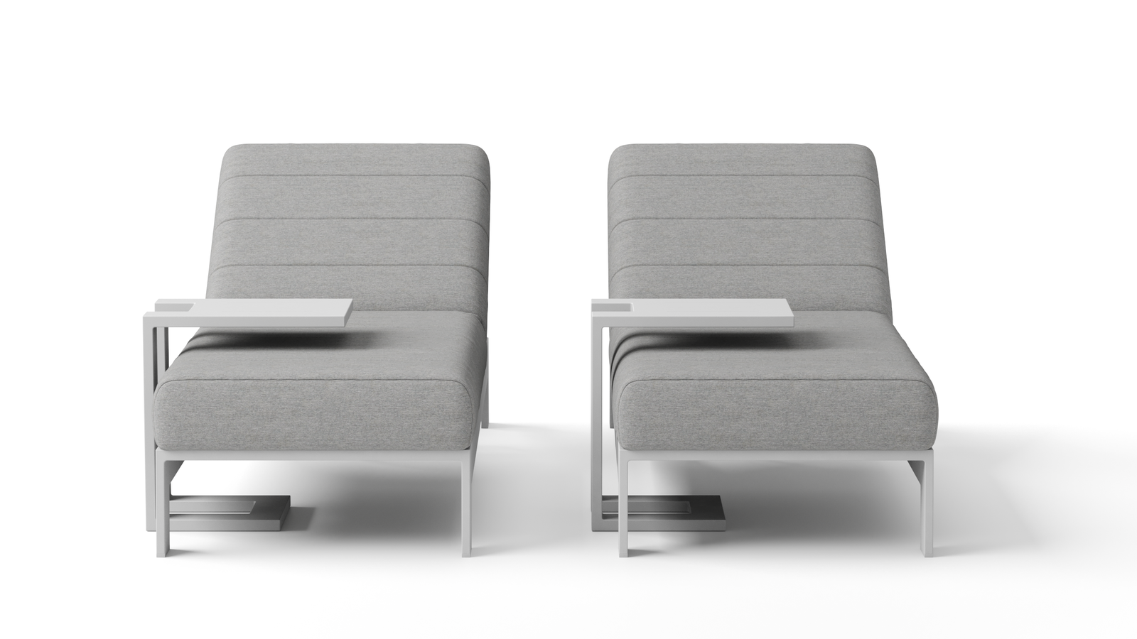 New Noosa White Outdoor Fabric Sun Lounge Set With Side Tables 3