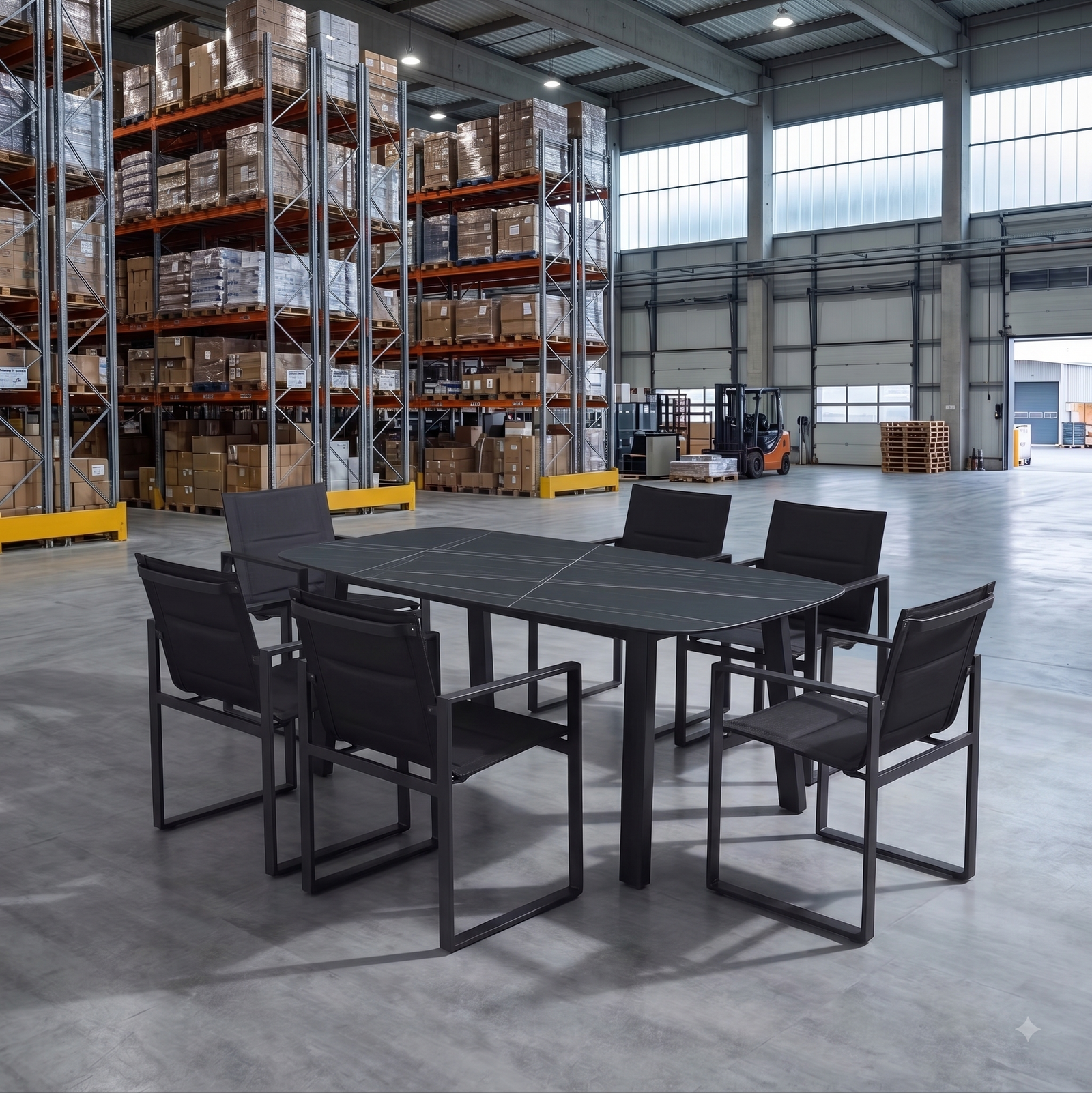 REEF DINING TABLE WITH ELEMENT CHAIRS BLACK Clearance8768 1