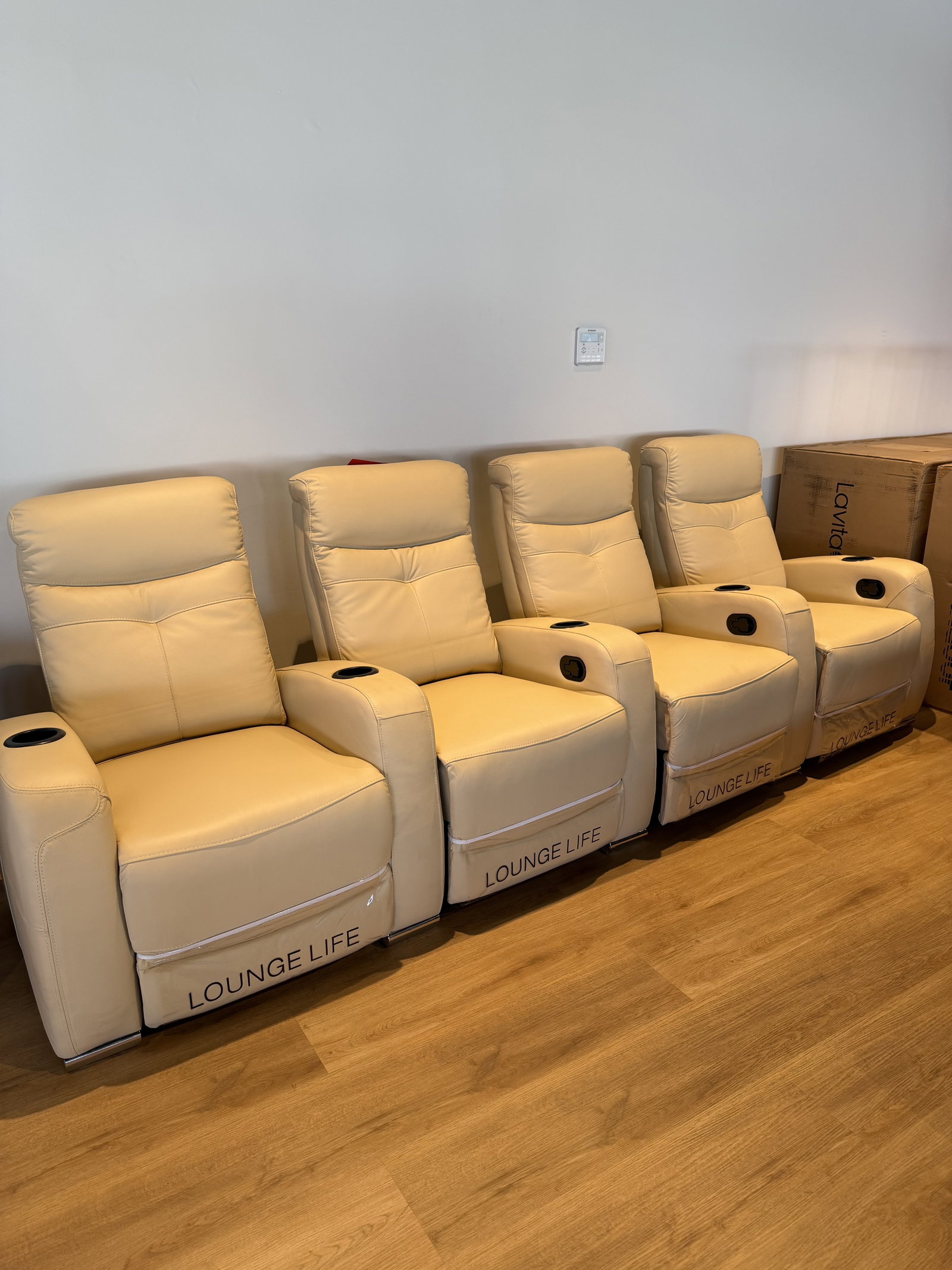 REGENT Home Theatre Manual Recliners (Leather Beige) 1