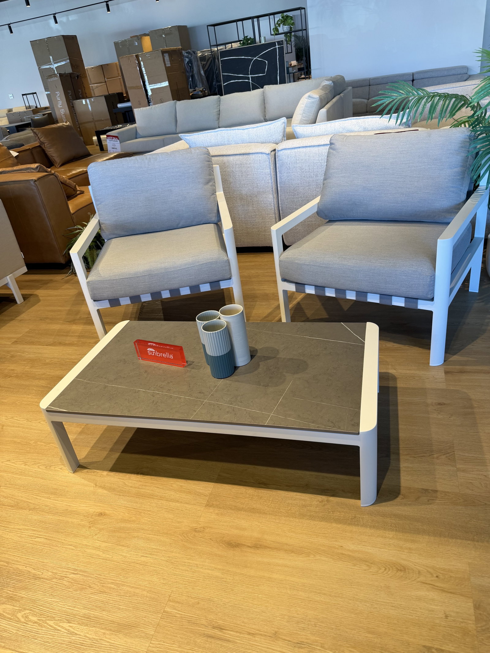 MANLY WHITE Outdoor 1+1 Plus Coffee Table (Frame And Fabric: White Frame With Lead Chine Fabric) 1