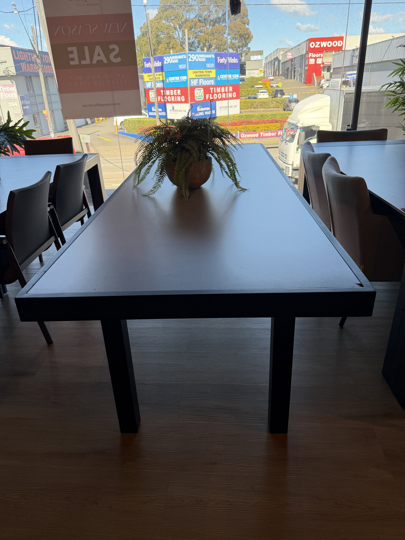 INVINI BLACK 280x100 Outdoor Dining Table (Frame Colour: Black Frame, Top Colour: Grey Sintered Top) 1
