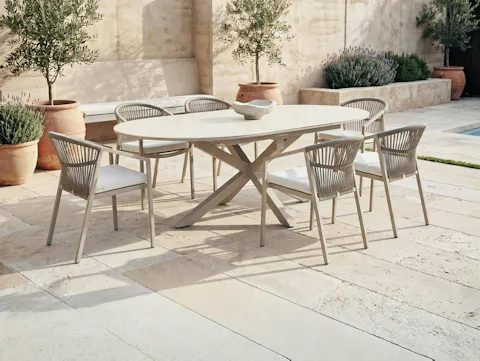 Fraser Mocha 7-Piece Round Extendable Outdoor Dining Set