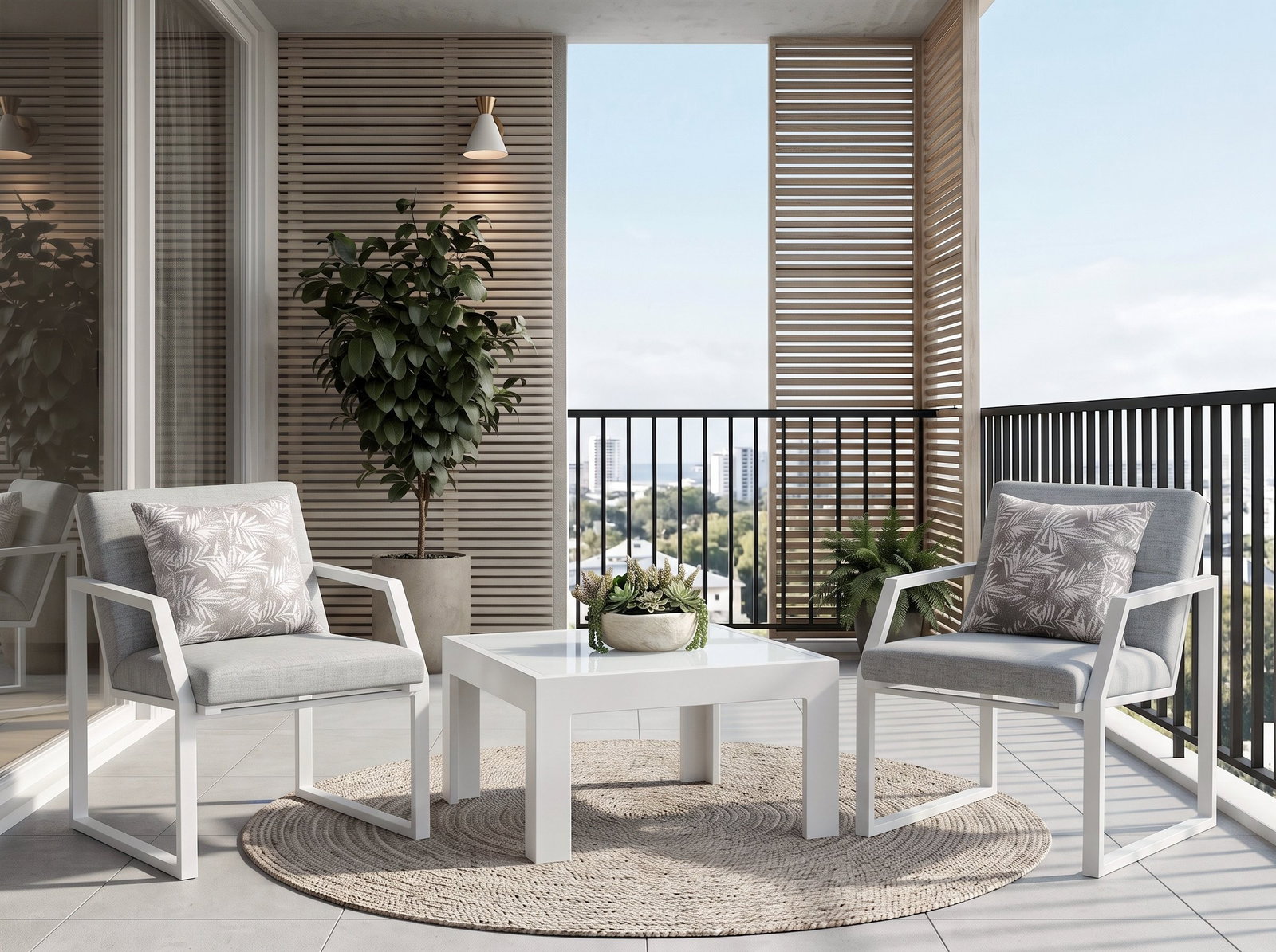 New Noosa White Outdoor Balcony Suite With Invini Dining Chairs