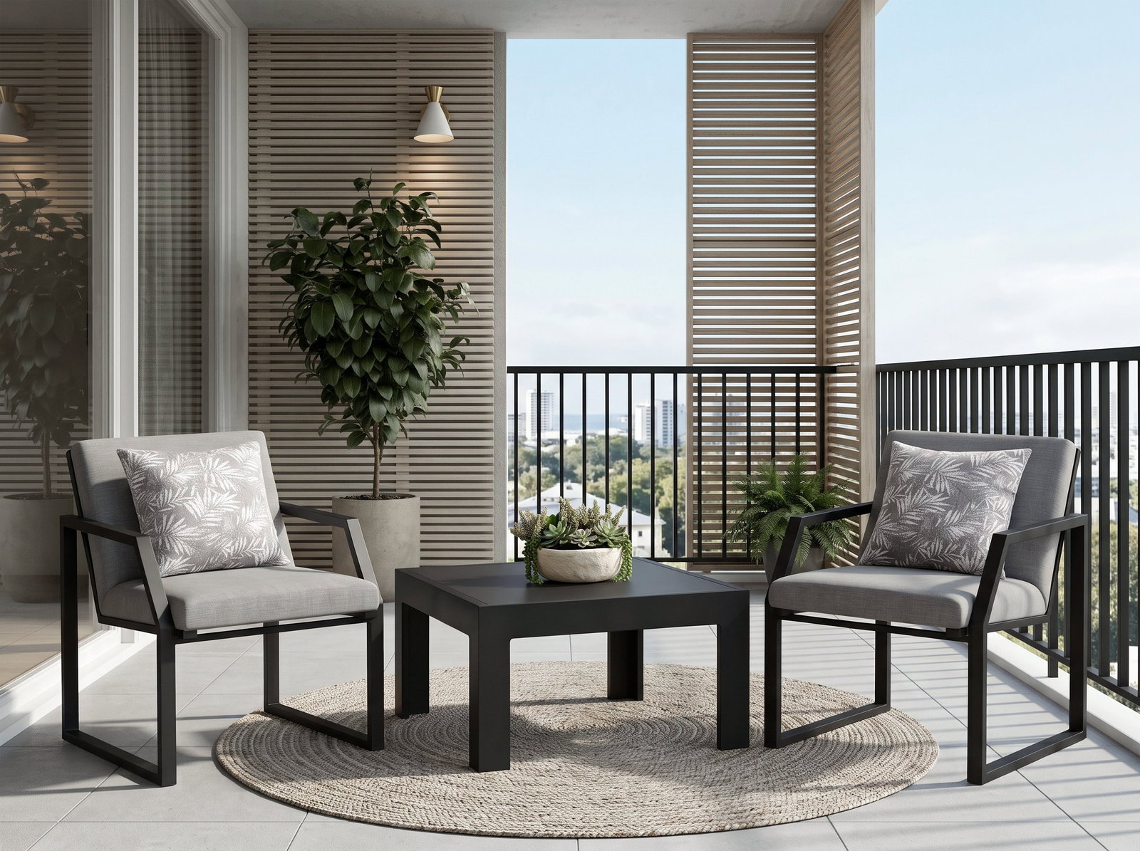 New Noosa Black Outdoor Balcony Suite With Invini Dining Chairs
