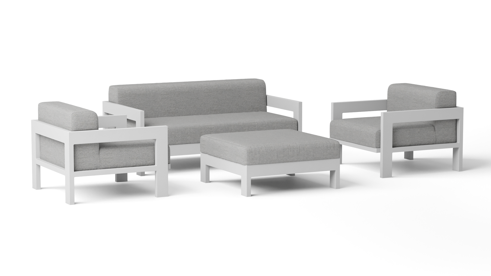 New Noosa White Outdoor Lounge Set 2+1+1 With Ottoman