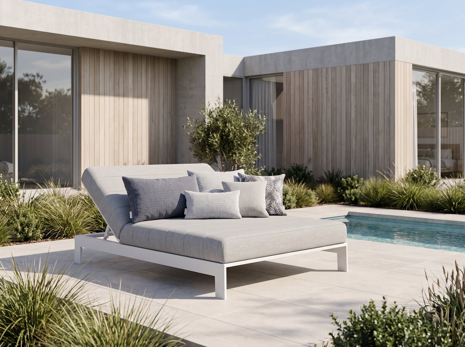 New Noosa White Outdoor Fabric Double Sun Lounge